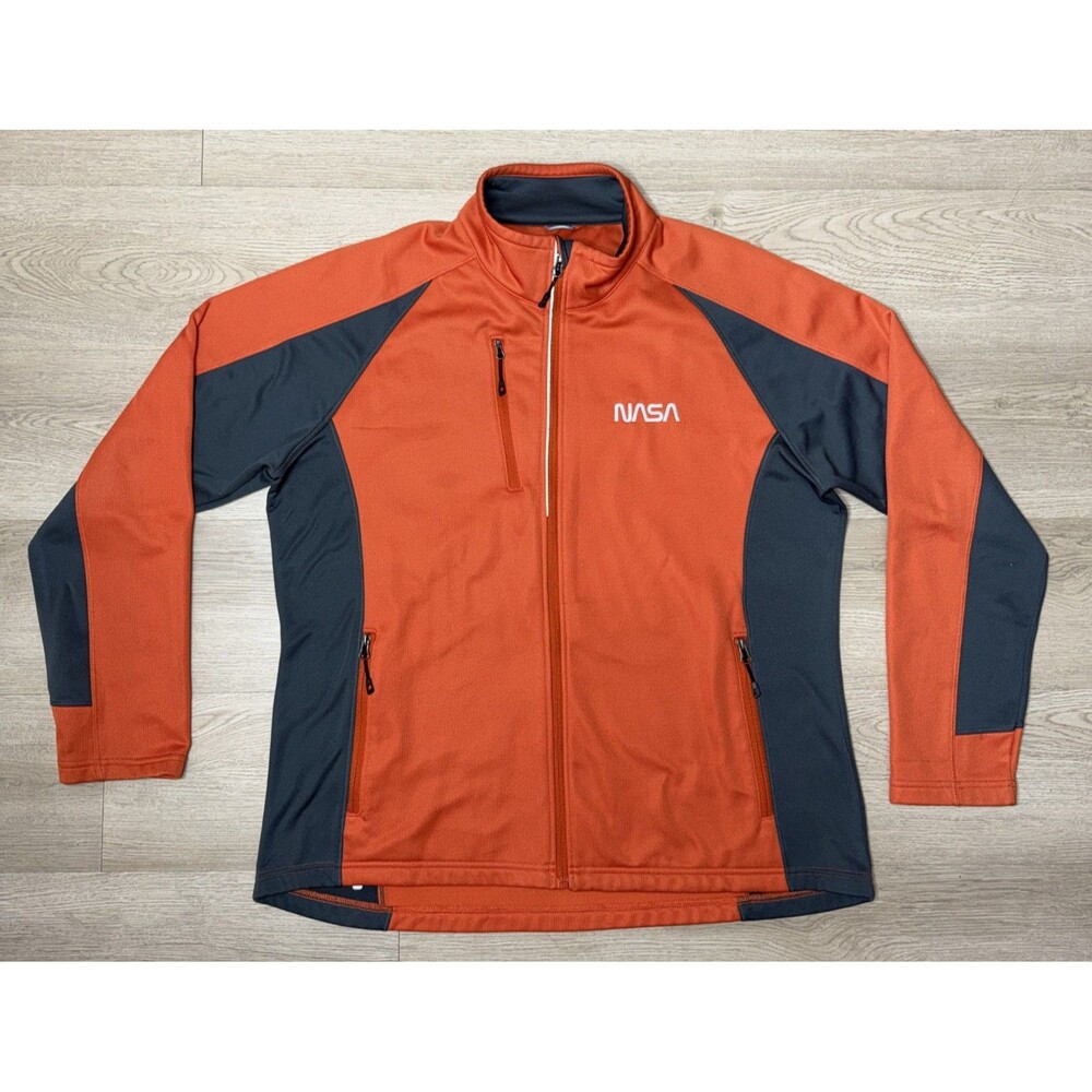 NASA Logo Elevate Womens 2XL Softshell Jacket Orange Grey Full Zip Fleece
